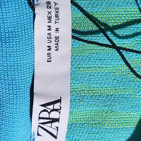 Nwot Zara Vibrant Blue and Green Patterned Strecthy Maxi Dress Womens Size Med - Picture 6 of 9